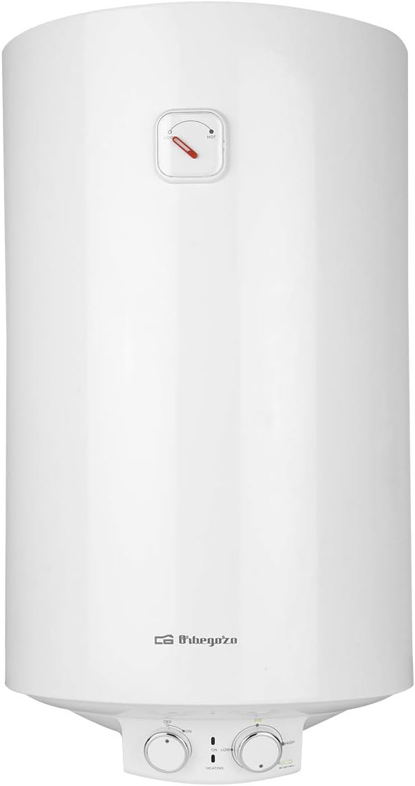 Orbegozo TRM 104 Termo eléctrico, 100 litros, bajo consumo, esmaltado vitrificado, función ON/OFF, ajuste ECO, IP-X4, temperatura máx. 75ºC, instalación vertical, 1500 W
