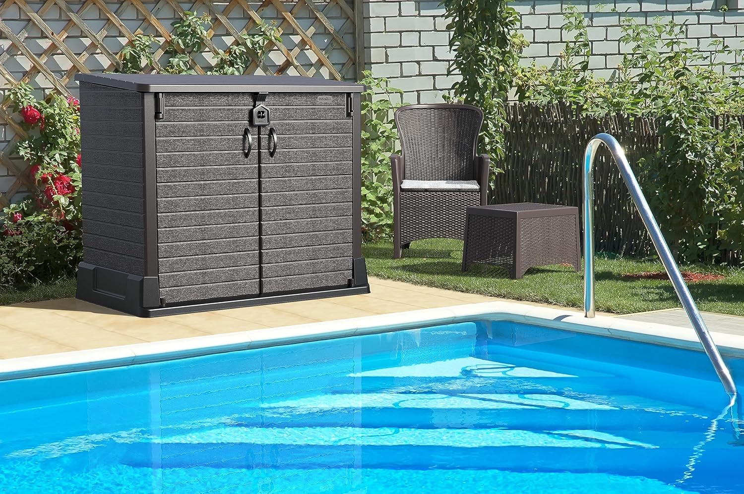 Duramax - Arcón cubre cubos exterior - 850 L - PVC - color marrón