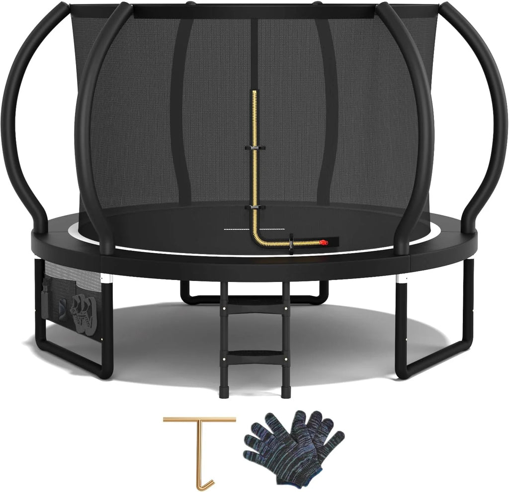 Devoko Cama Elástica Exterior para Niños Ø 228/305/366/427 cm, Trampolín Exterior de Jardín Calabaza Certificado GS con Red Seguridad, Escalera, Capacidad 150 kg