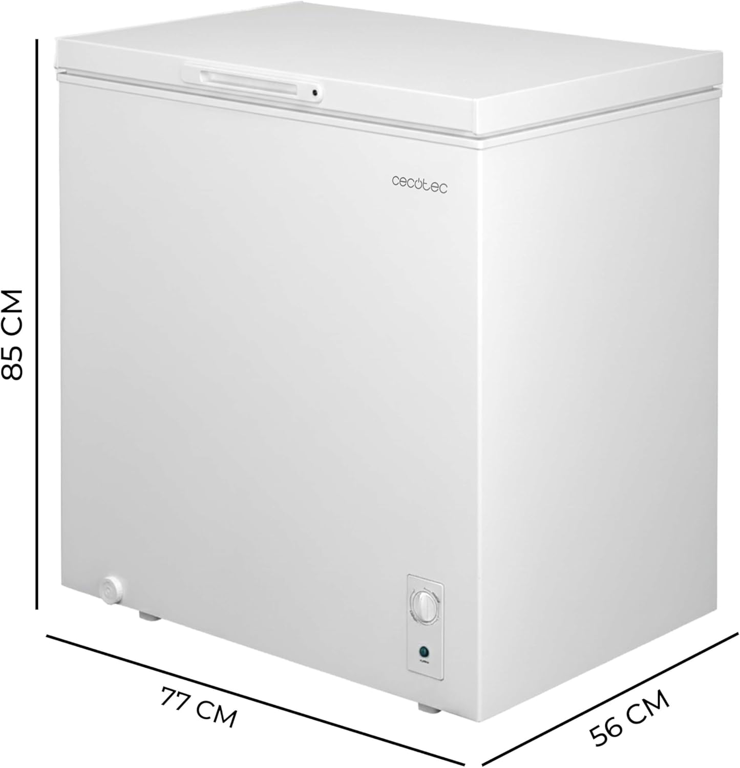 Cecotec Congelador Horizontal 198L Bolero CoolMarket Chest 198M White D. Cesta con Asas, Control Mecánico LED, UltraContact D-Cool, Dual Function, Puerta ZeroG (80º-30º), Fast Freezing, Compacto