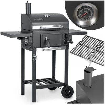 GRILL WĘGLOWY BBQ - ŻELIWNY RUSZT XXL 57 x 43 cm DUŻY ZAMYKANA POKRYWA