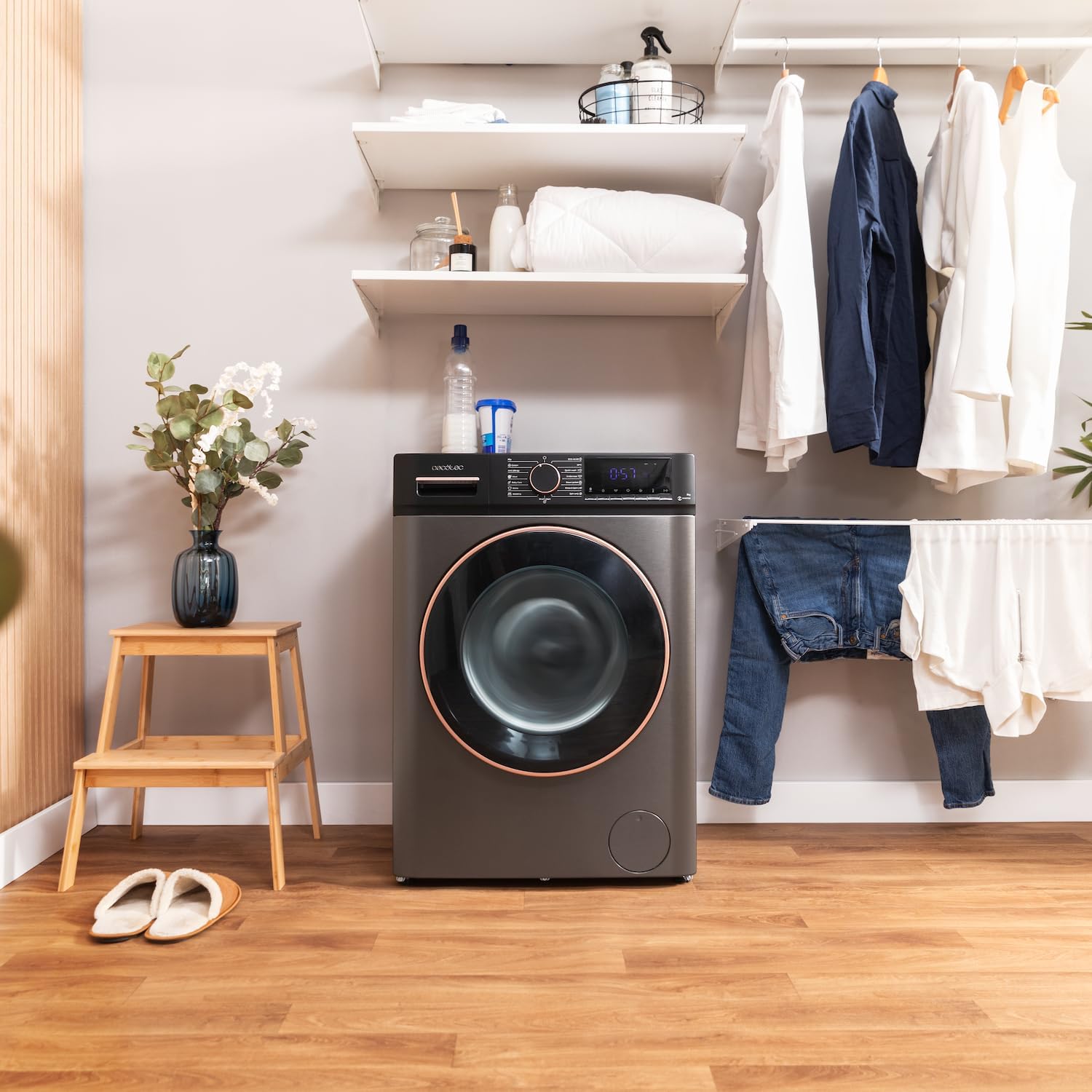 Cecotec Lavadora 10Kg Carga Frontal Bolero DressCode 10610 Inverter Steel A. 1400 RPM, Steam Max, Motor Inverter Plus, 15 Programas, OnSmart, Smooth Wash, Stop&Go, Goma Antibacteriana, Drum Clean