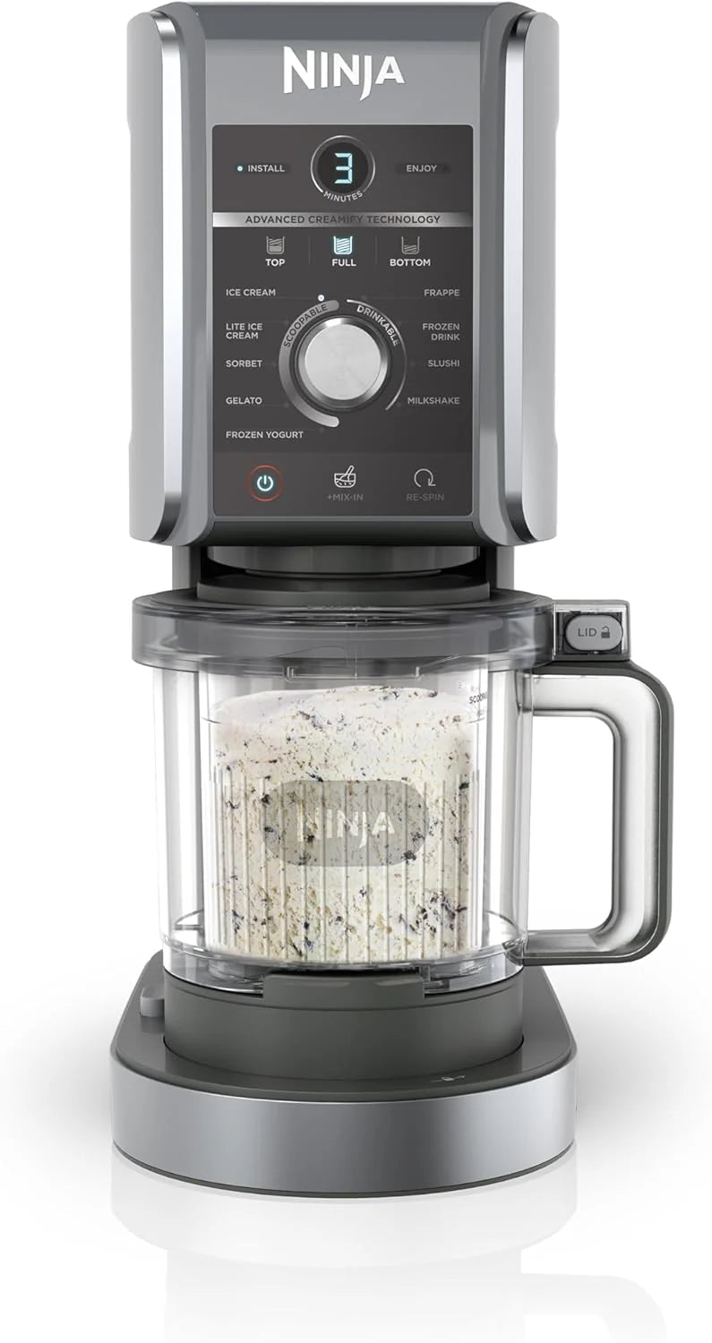 Ninja CREAMi Scoop & Swirl Ice Cream Maker and Ice Cream Yogurt Maker with 2 Tubs, 13 Functions, Makes Ice Cream, Creamy Ice Cream, Gelato, Sorbet, Smoothie and More, Bonus Option, Silver, NC701EU