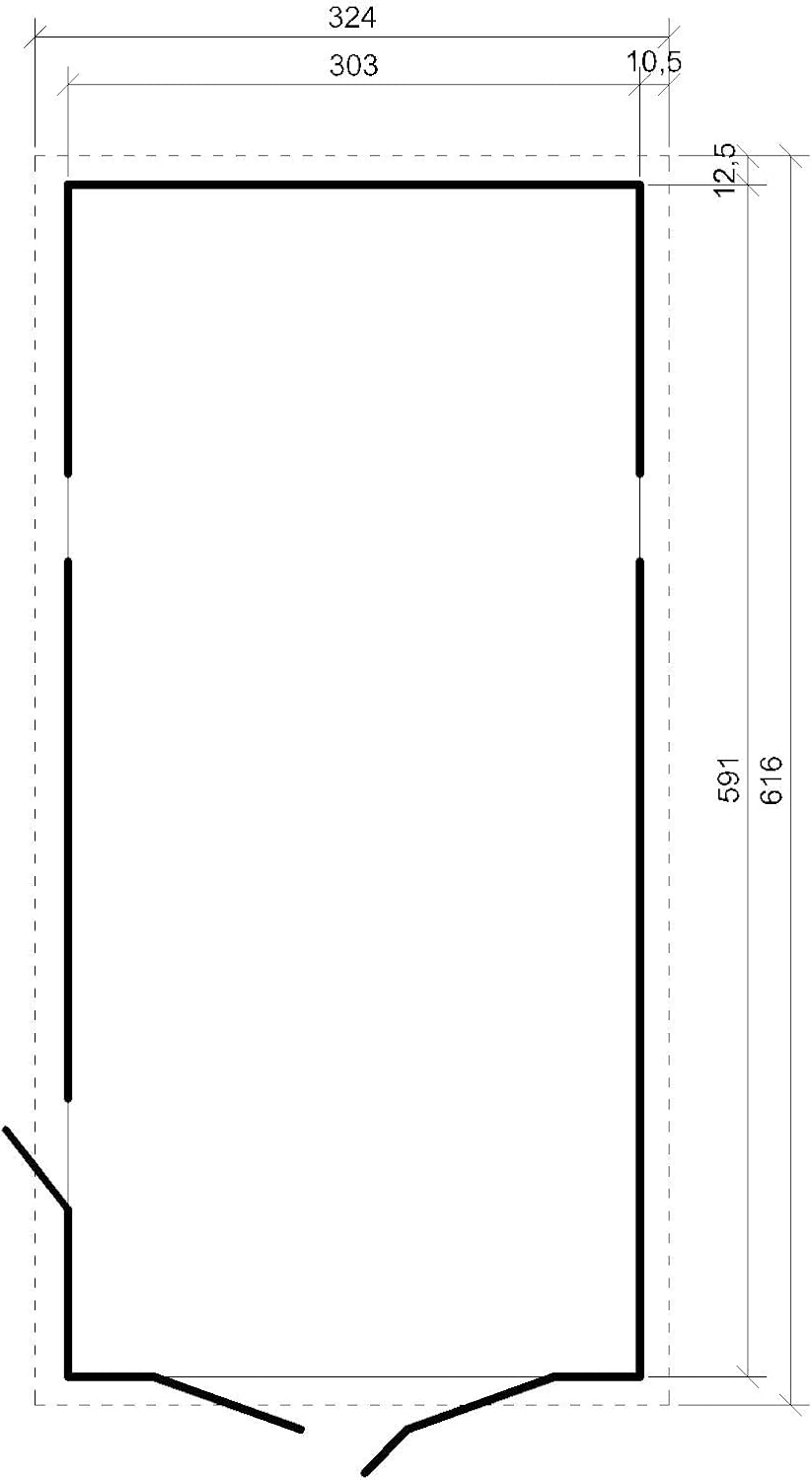 Garaje de Madera Natural - cobertizo en Pino/Abeto - A222x616x324 cm / 18 m² - Construcción Paneles - Taller de jardinería - Almacén de automóviles, cobertizo para Herramientas-TIMBELA M102