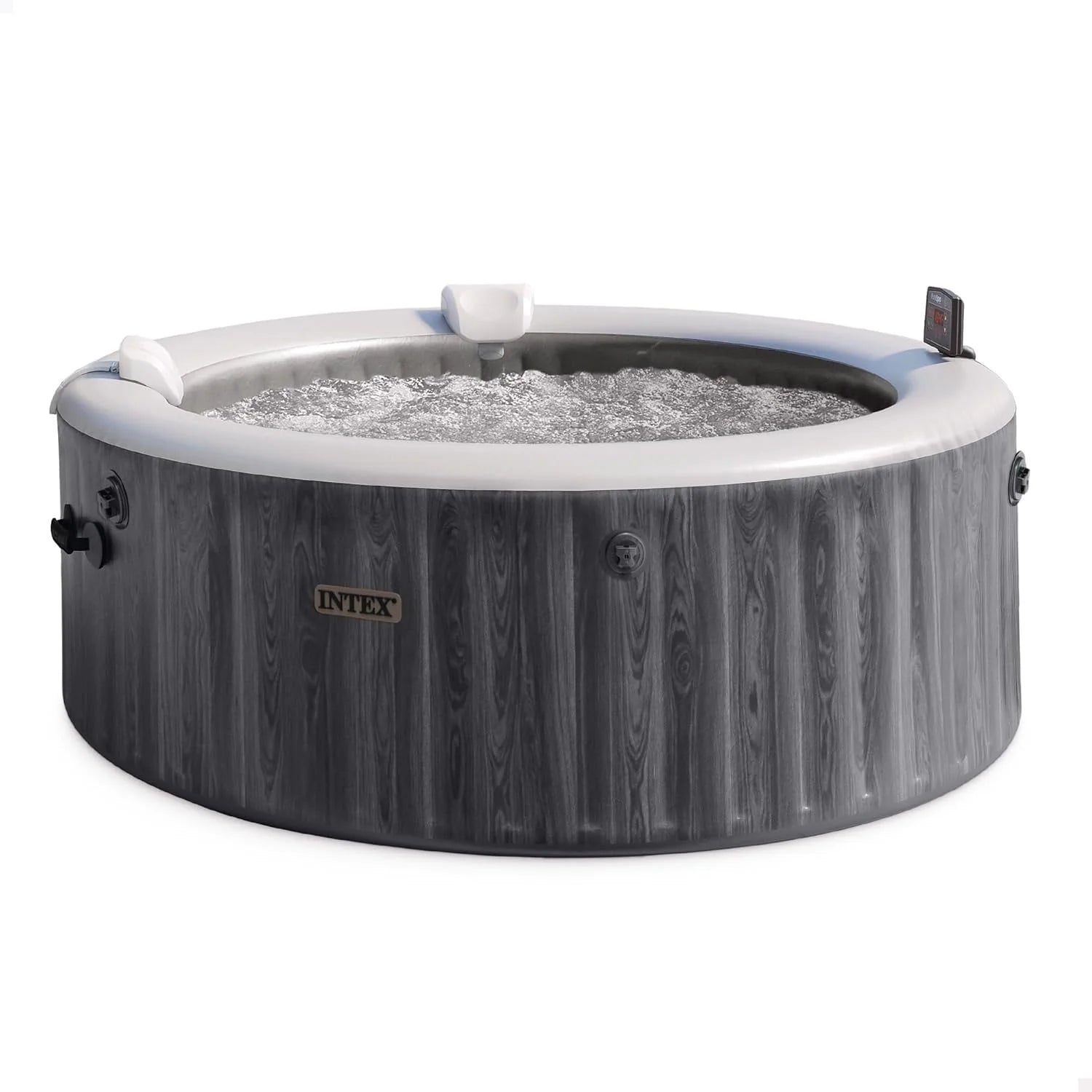 Intex Greywood Deluxe Circular Inflatable SPA, 4 People, Ø196x71, Heater, 140 Air Outlets, Wireless Control Panel App, Filter S2 Cleaner, Salt Chlorinator, Accessories Included (55100)