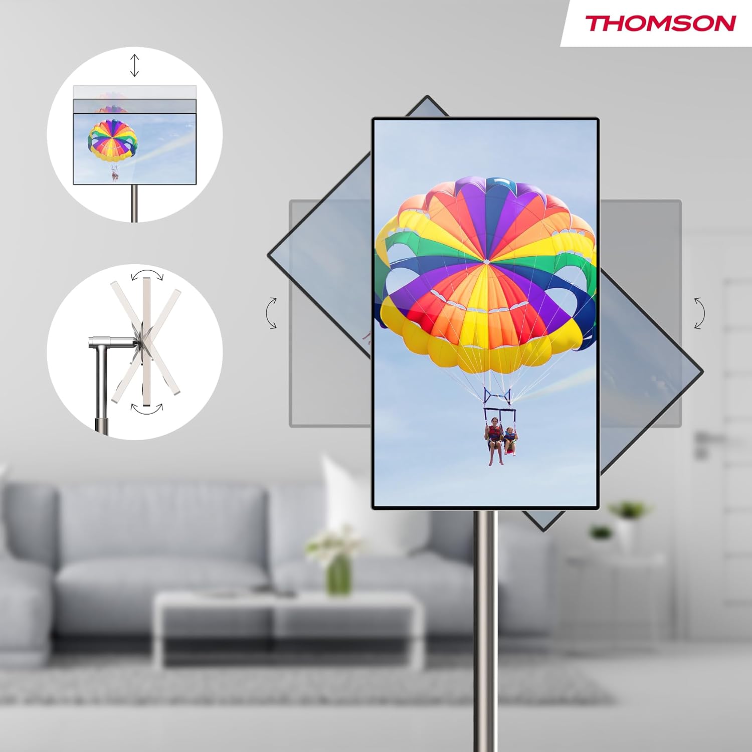 THOMSON 32 Pulgadas (81 cm) Go Plus, Android 4K UHD Portátil – Pantalla Táctil WiFi Bluetooth Control por Voz, Punto de Acceso, 4 Horas de Batería, Inclinable y Regulable en Altura