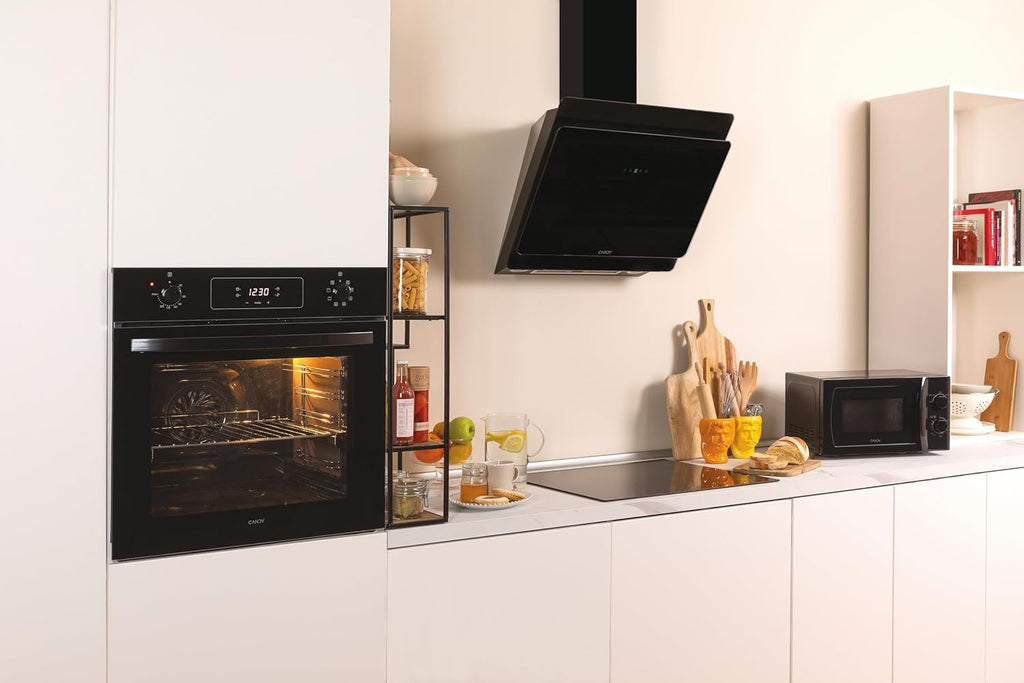 Candy CDG6CBP8B, Campana Decorativa 60 CM, 4 Niveles de Potencia, 611 M3/H, Control táctil, Filtros de Aluminio Antigrasas y Filtros de Carbono Incluidos, Iluminación LED, 62DB, Negro
