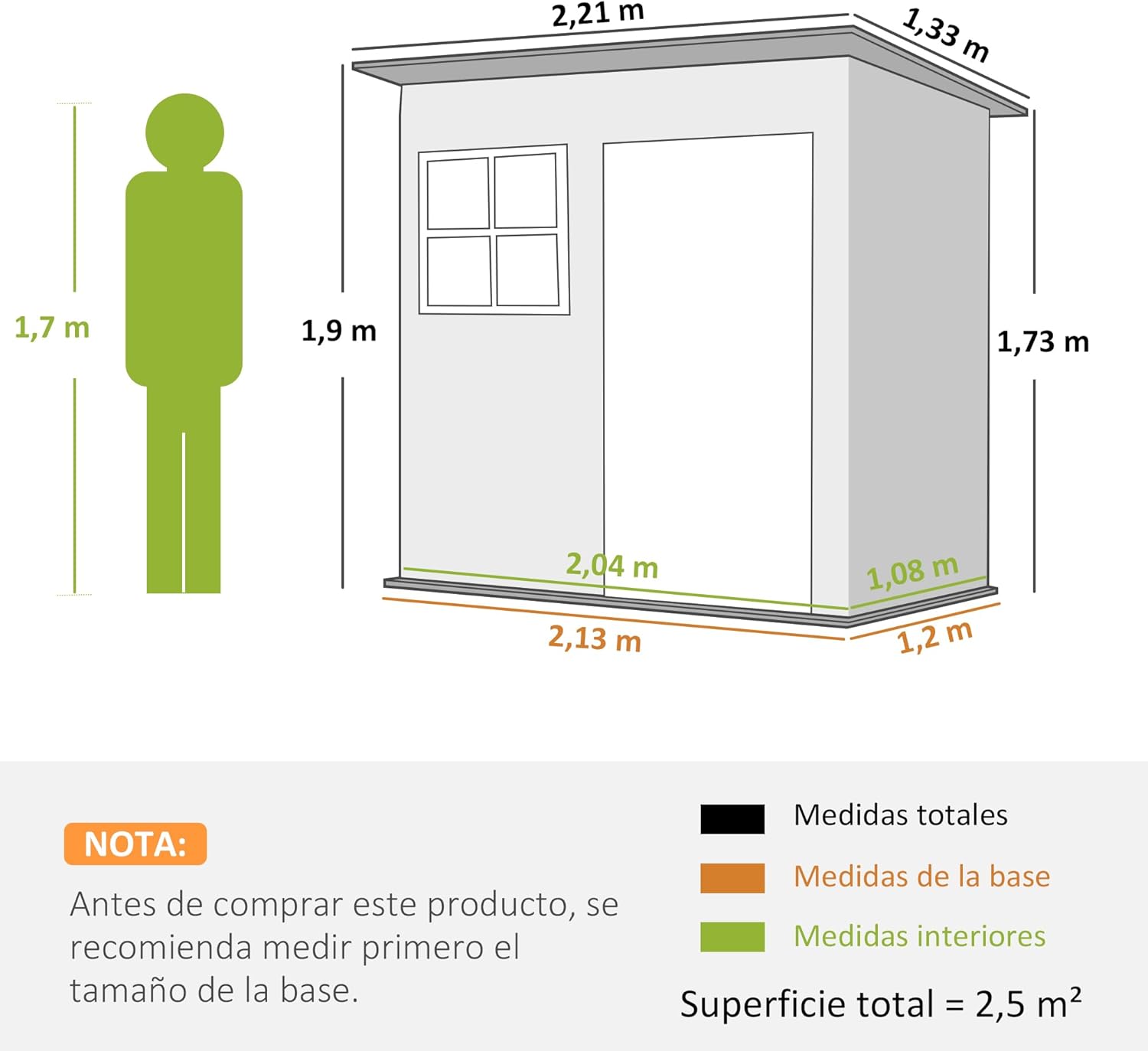 Outsunny Caseta de Jardín Exterior, 2,55 m² 221x133x190 cm, Cobertizo de Jardín Exterior Metálico con Ventana, Puerta con Cerradura y Ventilaciones, para Almacenamiento de Herramientas, Gris Oscuro