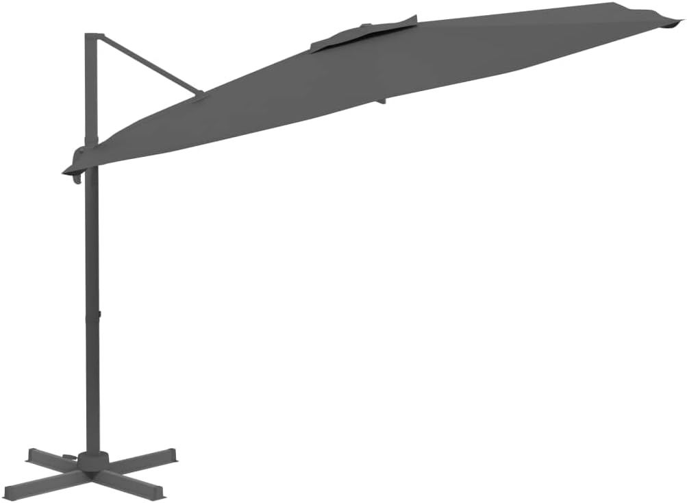 Paraguas voladizo LED antracita, 400 x 300 cm