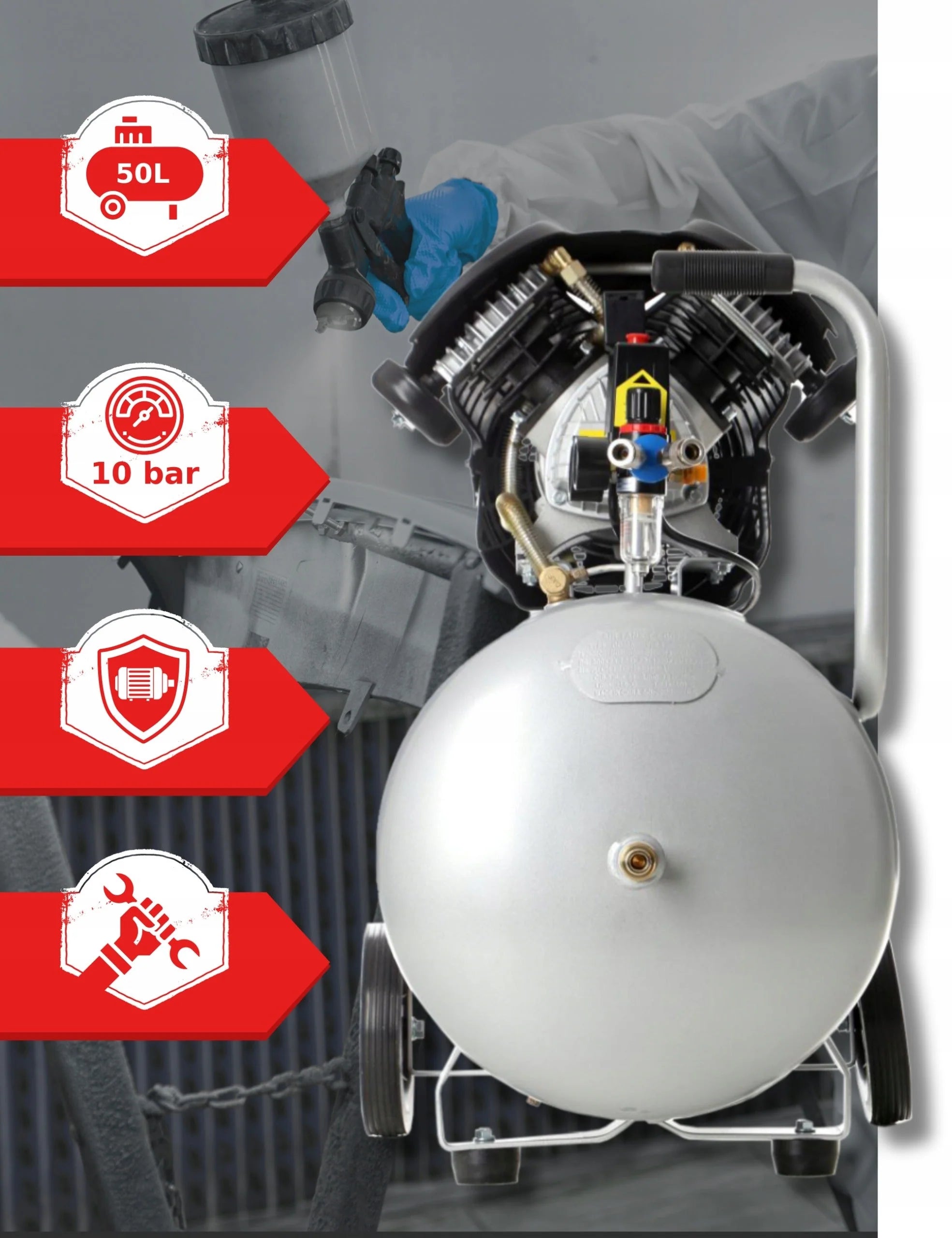 KOMPRESOR SPRĘŻARKA TAGRED 50L V2 SEPARATOR ZESTAW + Olej WYSOKA JAKOŚĆ