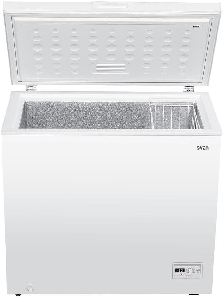 Svan Congelador horizontal Blanco SCH2002EDC. Capacidad 198 Litros, 1 Cesta, Bajo nivel Sonoro, Eficiencia Energética Clase E