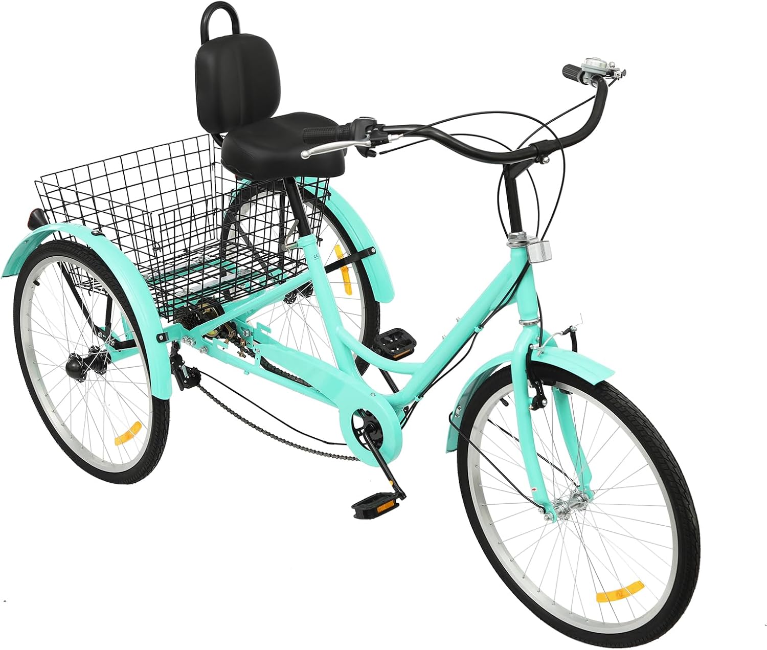 MccoMMon Triciclo de 24 pulgadas para adultos, 3 ruedas, triciclo de 7 velocidades, altura ajustable, bicicleta de carga para adultos, ancianos y mujeres