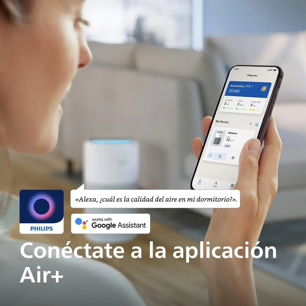 Philips Air Purifier Series 2200, HEPA NanoProtect + Active Carbon Filter, CADR 400m³/h for 104m², Allergy People, Ultra Quiet, Smart and Durable Filter (AC2210/10)