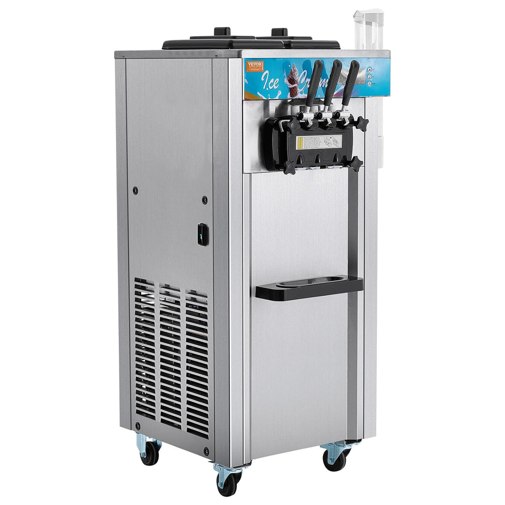 VEVOR Máquina de Helados Comercial 21-31 L/h 1500 W 3 Sabores Máquina para Hacer Helados 2 Tolvas de 5,5 L Independiente Pre-Refrigeración Limpieza Automática para Restaurante Bar Mercado Tienda