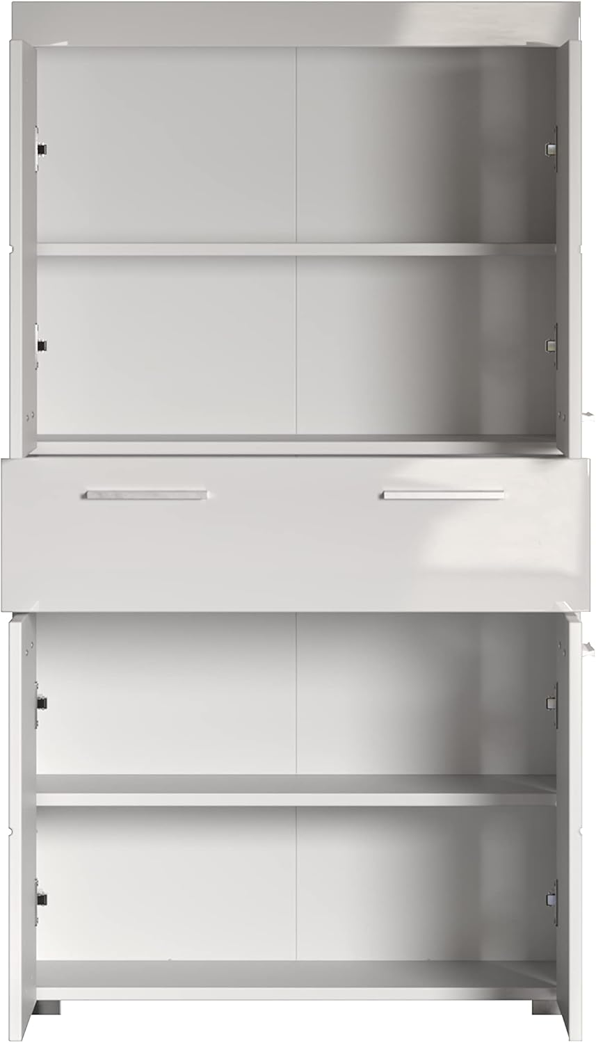 trendteam smart living Armario Alto para baño Amanda, 73 x 132 x 31 cm, en Blanco y Blanco de Brillo Intenso con cajón y abundante Espacio de Almacenamiento