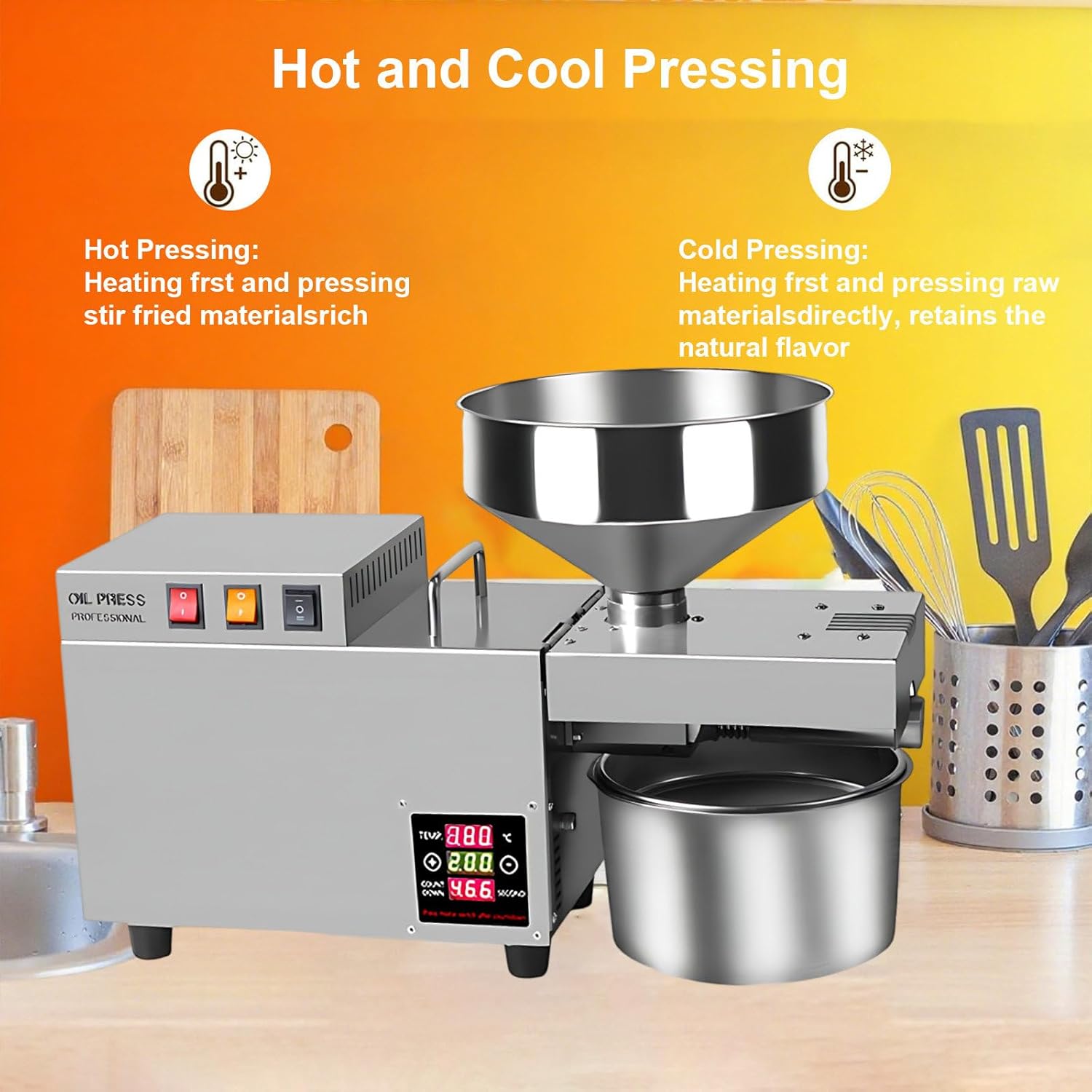 Prensa De Aceite Eléctrica Trituradora De Aceitunas 820 W, Máquina Para Exprimir El Aceite, Temperatura Ajustable 40-240 °c, Automática Trituradora De Aceite, Cacahuetes Commercial1500W