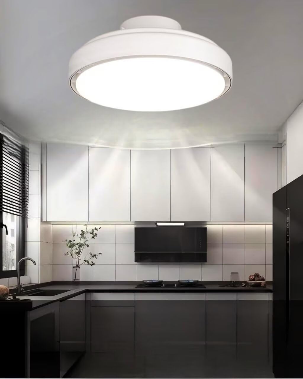 Silencioso Ventilador de Techo luz con Mando a distancia, Ventila Techo Sin Aspas con LED Moderno, 6 velocidades Reversibles, Smart Dimmable Ventilador Lámpara para Dormitorio Salón Bianco