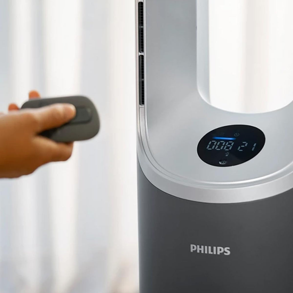 Philips 2-w-1 oczyszczacz i nawilżacz powietrza z serii 3000, 131 m², filtr NanoProtect HEPA i filtr z aktywnym węglem usuwa 99,97% wszystkich, niewidocznych cząstek, Kolor Biały (AC3737/10)
