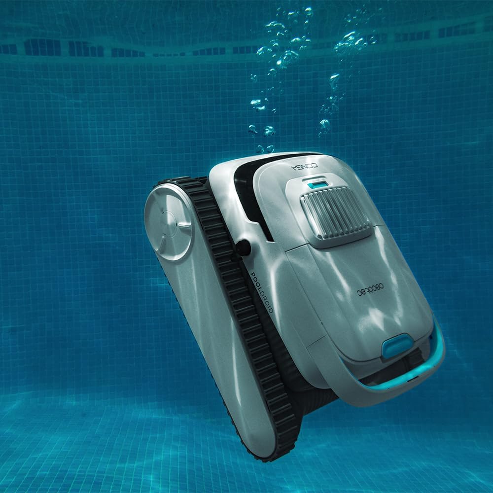 Cecotec Robot Limpiapiscinas para Fondos, Paredes y Línea de Flotación Conga Pooldroid 5000 TotalClean Pearl. Superficies 100m2, Pendiente Máx 90º, Limpieza Ordenada, Autonomía 100min, Capacidad 4L