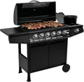 Amig - Fireplus 3+1 8.4 kW gas barbecue - Black stainless steel - Grill with wheels Model GRILL-3F - XXL barbecue with trolley and thermometer - 117x52x103cm - 4 burners and side tray