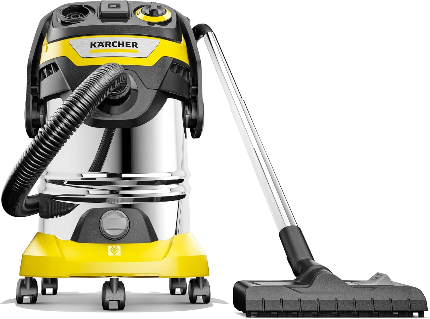 Kärcher, Aspirador en Seco y Húmedo WD 6 P S V-30/6/22/T, Filtro cartucho, 1300 W, Manguera aspiración 2 m y almacenamiento manguera, Función soplado, Yellow/Black, Depósito 30 l