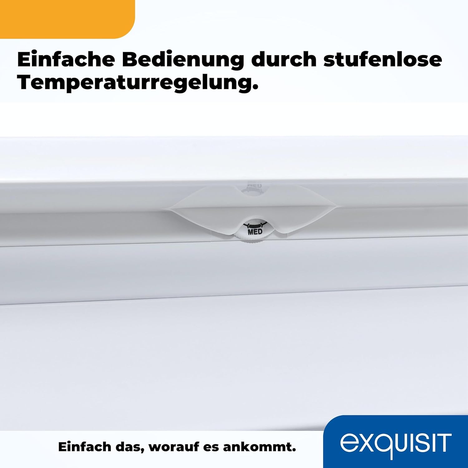 Exquisit congelador vertical, 87L, 4 estrellas, clase D, Color blanco, 3 cajones, método descongelación manual, termostato ajustable, puerta reversible, 40 db, consumo 132 kwh/año, 85,5x54,5x58 cm