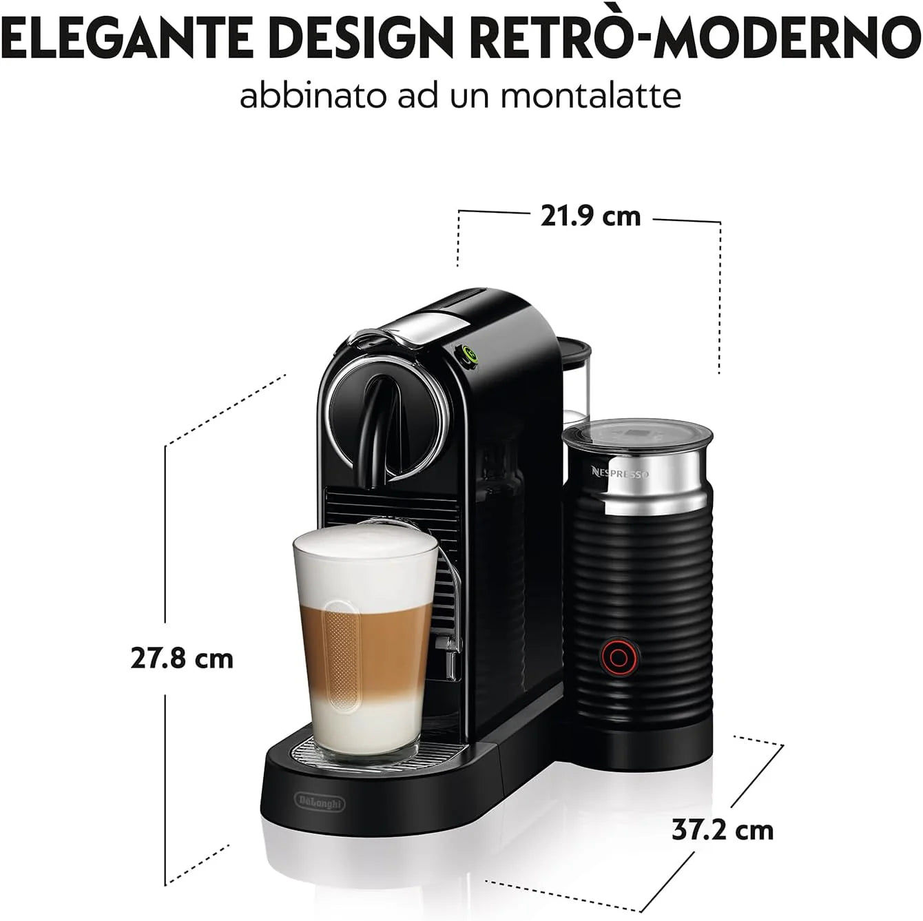 DeLonghi Nespresso Citiz EN267.BAE Coffee Maker with Capsules, Special Extraction System, 1710 W, 1 L, Plastic, Black