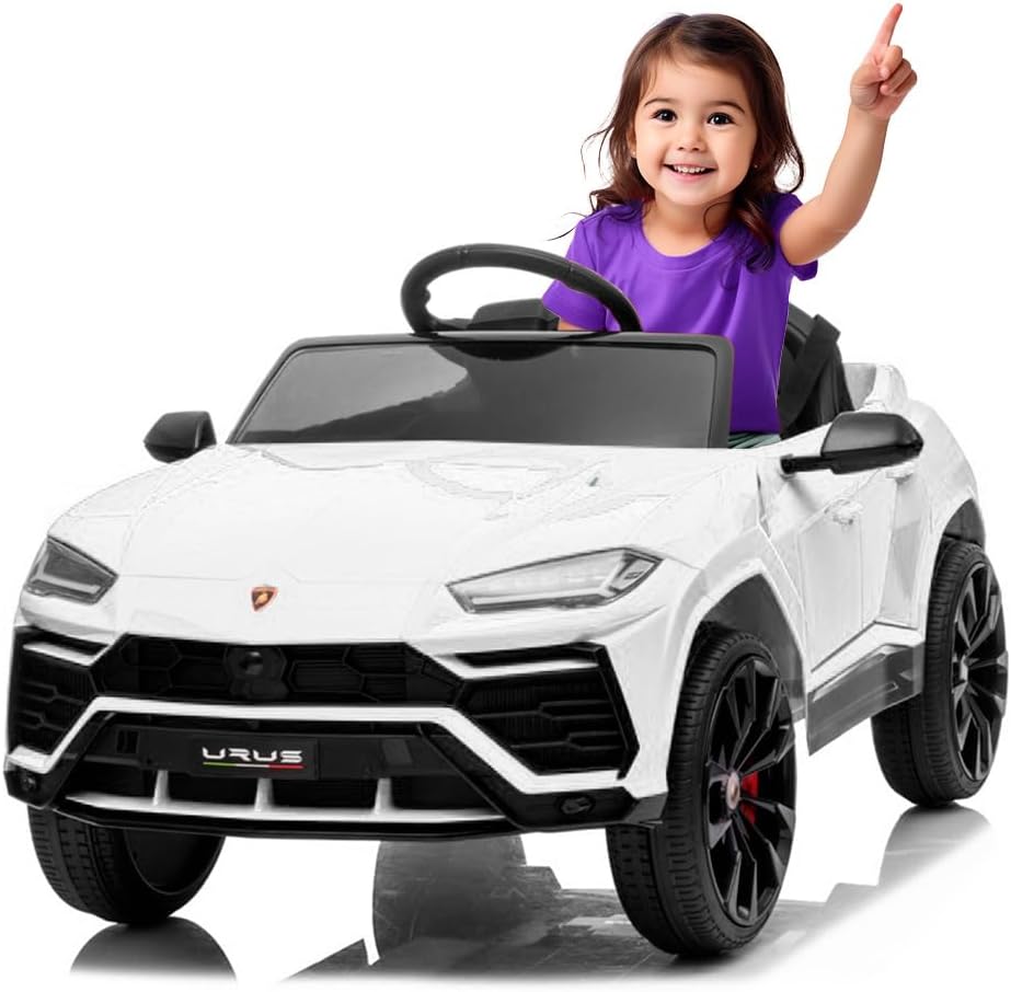 Coche eléctrico Infantil 12v Blanco Lamborghini Urus ATAA Cars con música MP3 Luces LED suspensión
