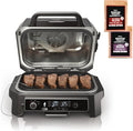 2026 Parrilla y ahumador exterior Ninja Woodfire Pro XL, termómetro, master grill 4 en 1, barbacoa ahumador, freidora de aire exterior, horno, portátil, parrilla eléctrica, gris oscuro, modelo OG850