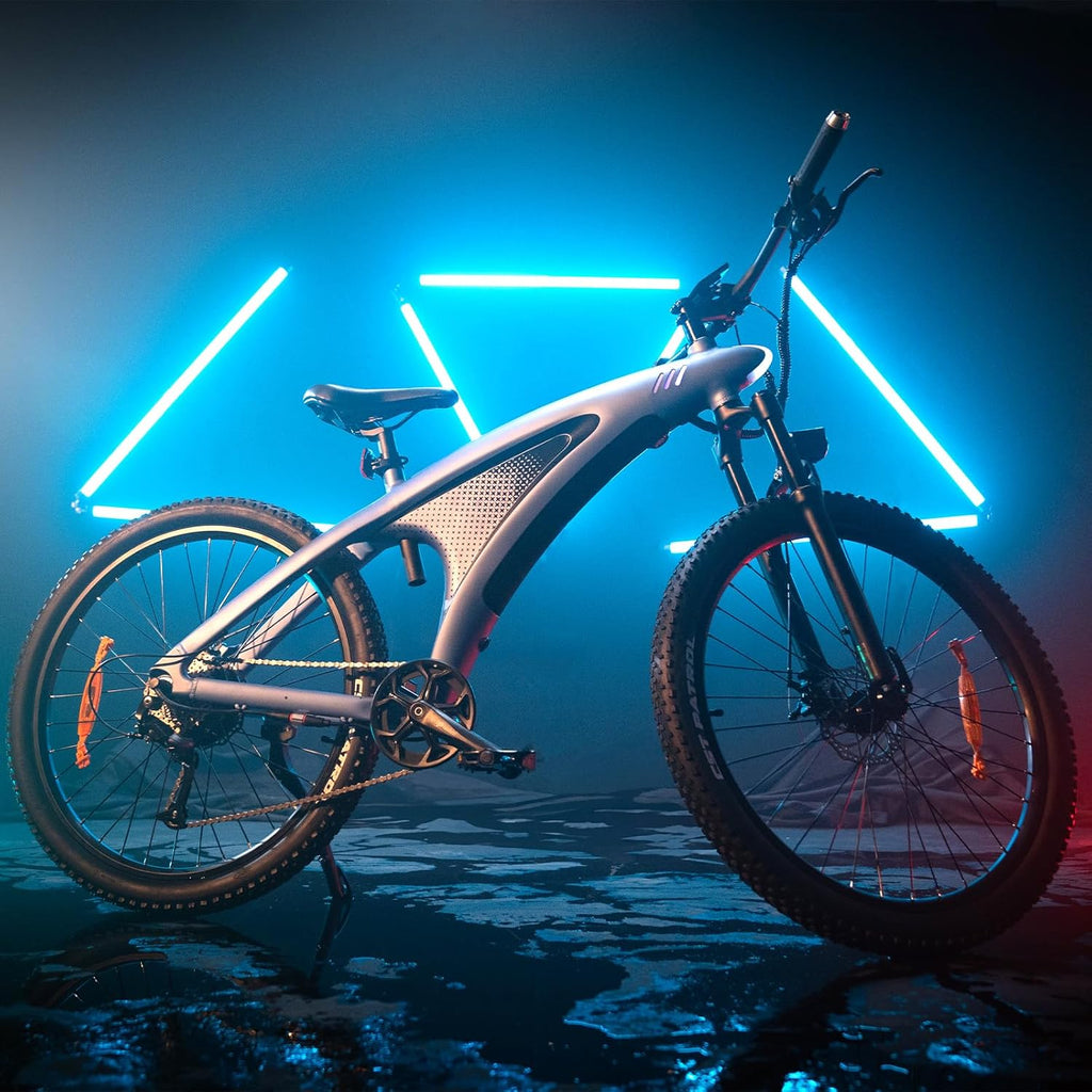 HX Q5 Bicicleta Eléctrica Montaña para Adultos con Carga rápida 48V 20AH Batería Extraíble,27.5"x2.25" Tyre EBike con luz RGB,SHIMAN0 7 velocidades,Frenos de DIS hidráulicos y Alcance 90-120KM