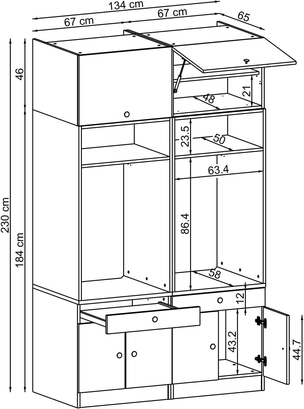 • Armario para lavadora con placa extraíble • Ahorro de espacio • Práctico • Ideal para lavadero (roble negro, 2 x armarios + 2 x accesorios (230 cm de alto)