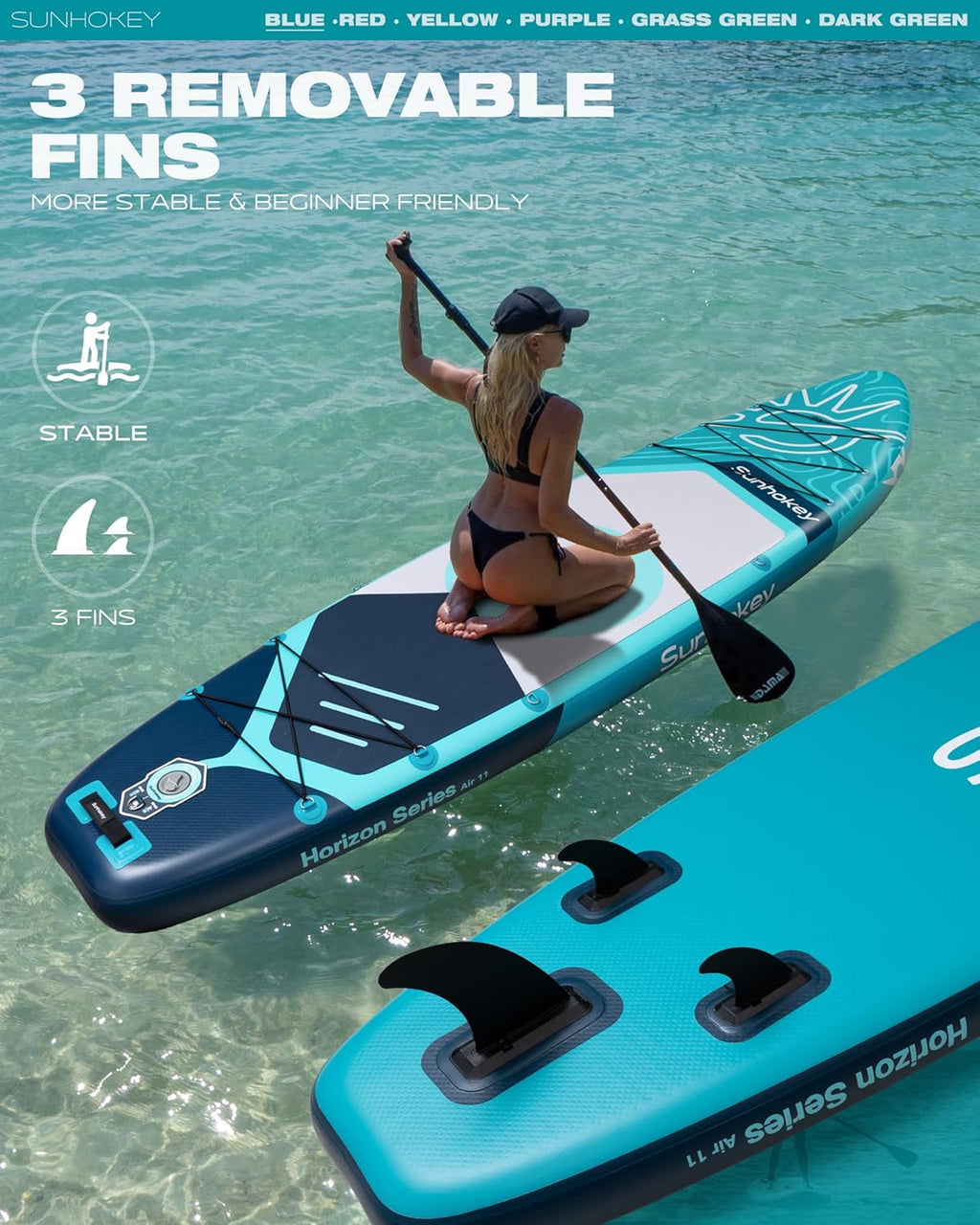Tabla de Paddle Surf Hinchable 335cm con Accesorios Incluidos de Primera Calidad, Remo Ajustable, Bomba de Mano, Mochila de Transporte. 335 x 86 x 15 cm, Soporta hasta 181Kg