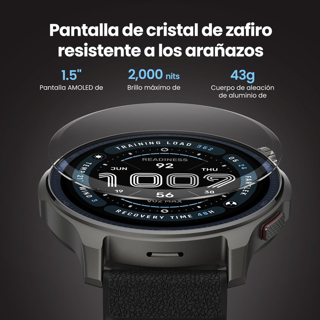 Amazfit Balance 2 Reloj Inteligente Hombre 47mm, Pantalla AMOLED 1,5" Cristal de Zafiro, smartwatch con NFC, GPS, batería de 21 días, 170+ Modos Deportivos, Hyrox, Golf, para Android y iPhone