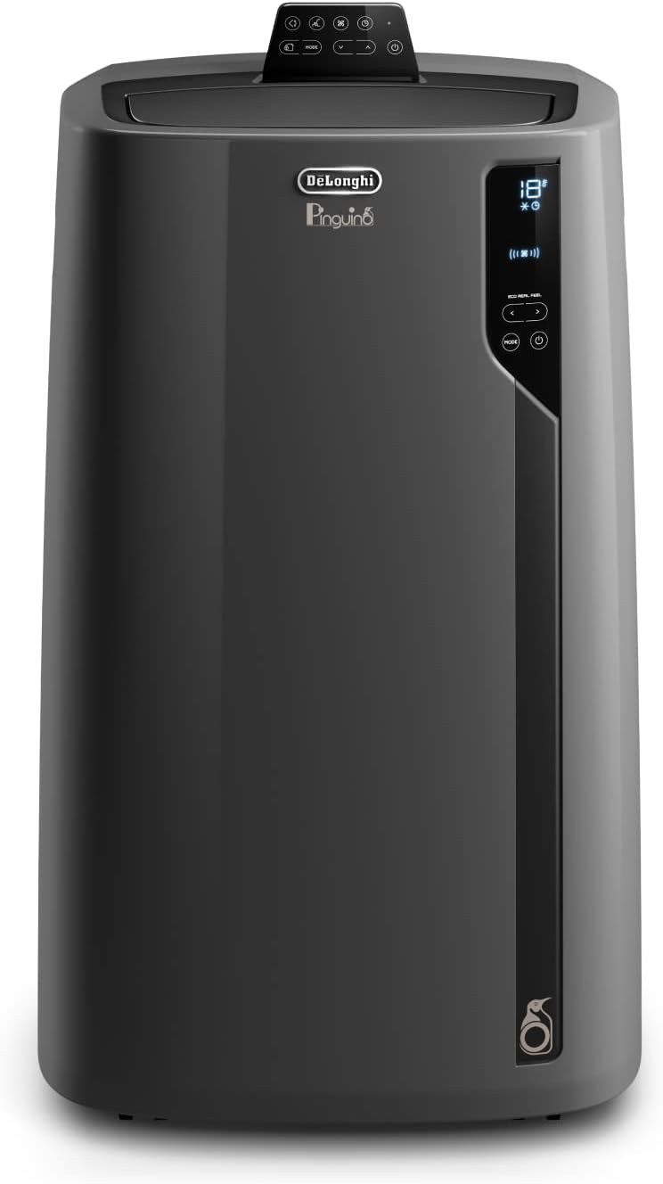 Pingüino PACEL112 Silent Aire Acondicionado Portátil Silencioso con Tecnología Eco Real Feel y Cool Surround, Función Deshumidificadora, 2.9 kW, 63 dB, Plástico, Negro, Clasa A, hasta 110m3