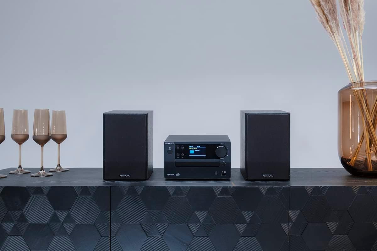 Microcadena HiFi Kenwood M-725DAB-B con CD, USB, Dab+ y Bluetooth Audio-Streaming. Color: Negro - Mini Equipo de Musica para casa