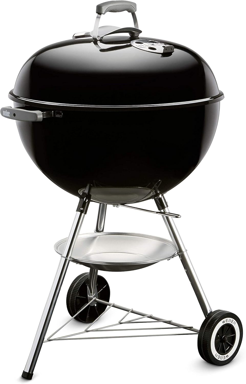 Weber Grill Węglowy Weber Original Kettle Premium, Pokryty Emalią Porcelanową, Powierzchnia Grillowania 57cm, System Czyszczenia One-Touch, Termometr w Pokrywie, Stojak Trójnożny, Kółka, Czarny