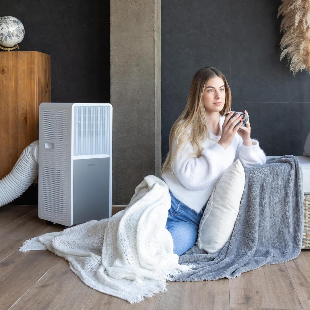 Cecotec Aire Acondicionado Portátil con Mando y Bomba de Calor ForceClima 9450 Style Heating, 9000 BTU, Táctil, Pantalla LED, 5 Modos, 2 Velocidades, Deshumidificador, Temporizador, 16 m², White