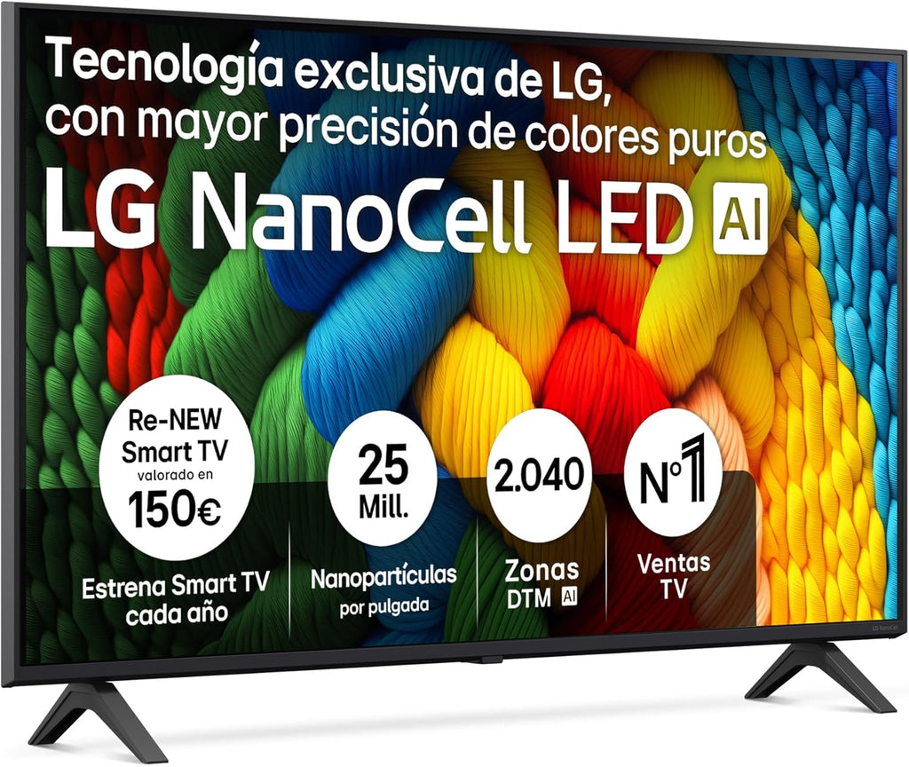 43NANO80A6B - TV 43", 4K NanoCell, Smart TV, LED IA, WebOS 25, Procesador Potente e Inteligente, Super Upscaling, Dolby Digital Plus, Alexa/Google Assistant, Negro
