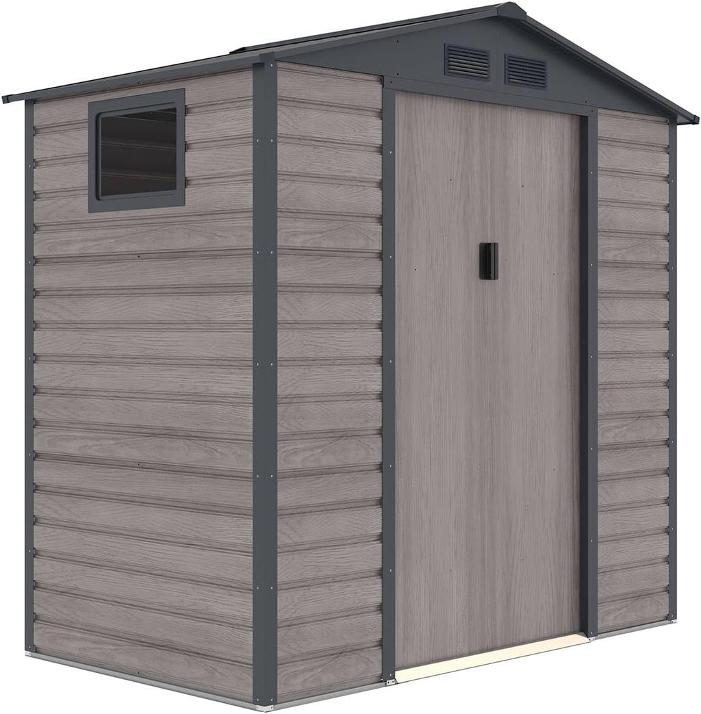 Gardiun Caseta Metálica Surrey 2,71 m2 Exterior 213x127x211 cm de Acero con Ventana Lateral y Efecto Madera Veteada