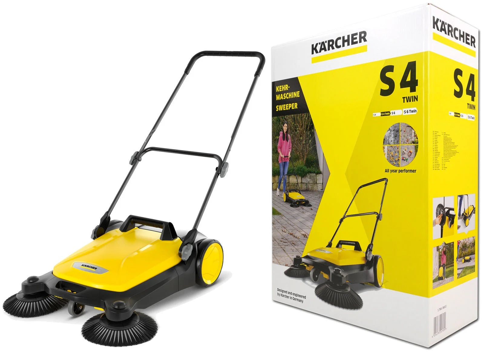 KARCHER S 4 TWIN ZAMIATARKA DO KOSTKI LIŚCI RĘCZNA 2 SZCZOTKI