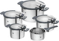 ZWILLING Simplify Edelstahl-Kochtopfset, 5-teilig, Mit integriertem Sieb im Deckel, Induktionsgeeignet, Silber-Schwarz