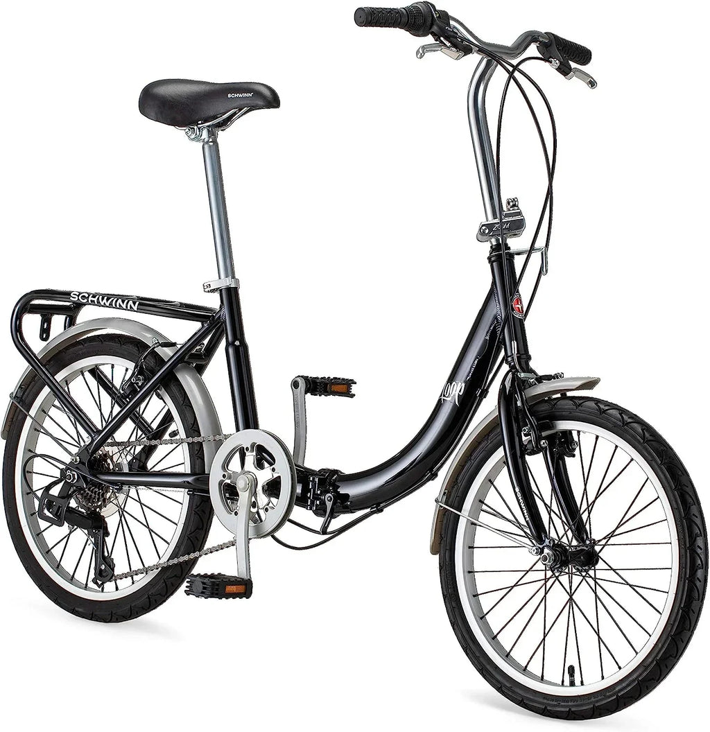 Bicicleta plegable Schwinn Loop para adultos, ruedas de 20 pulgadas, transmisión de 7 velocidades