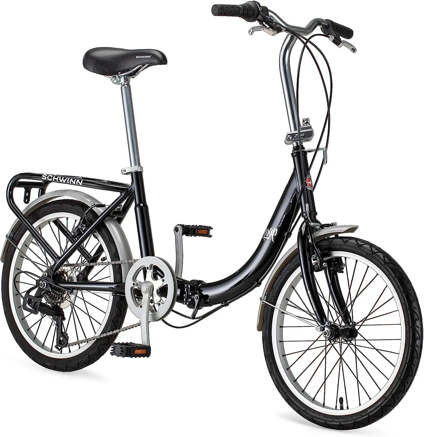 Bicicleta plegable Schwinn Loop para adultos, ruedas de 20 pulgadas, transmisión de 7 velocidades