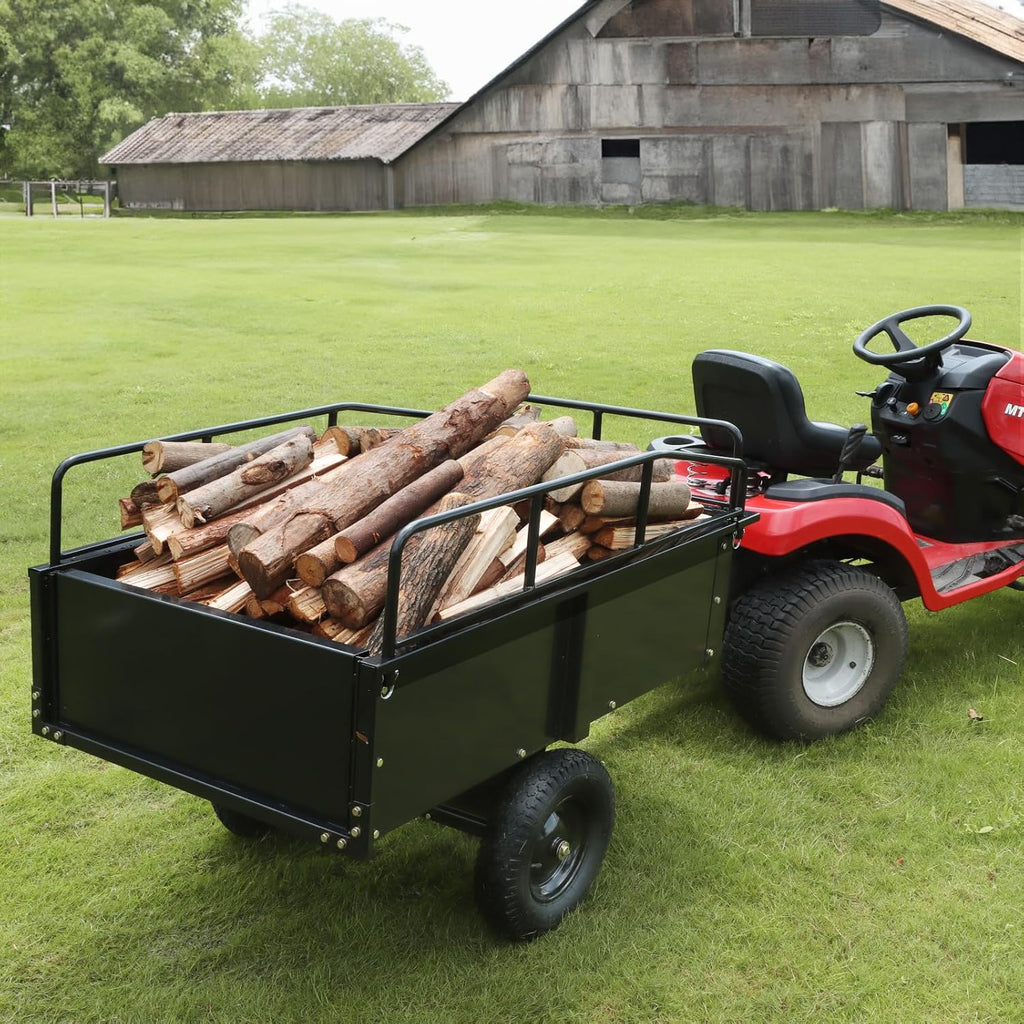 VEVOR Dump Trailer Load Capacity 340kg Heavy Duty Garden Utility Trailer with Removable Sides 0.4m³ Dump Transport Cart for Tractor, Lawn Mower, ATV, 200x66x76cm