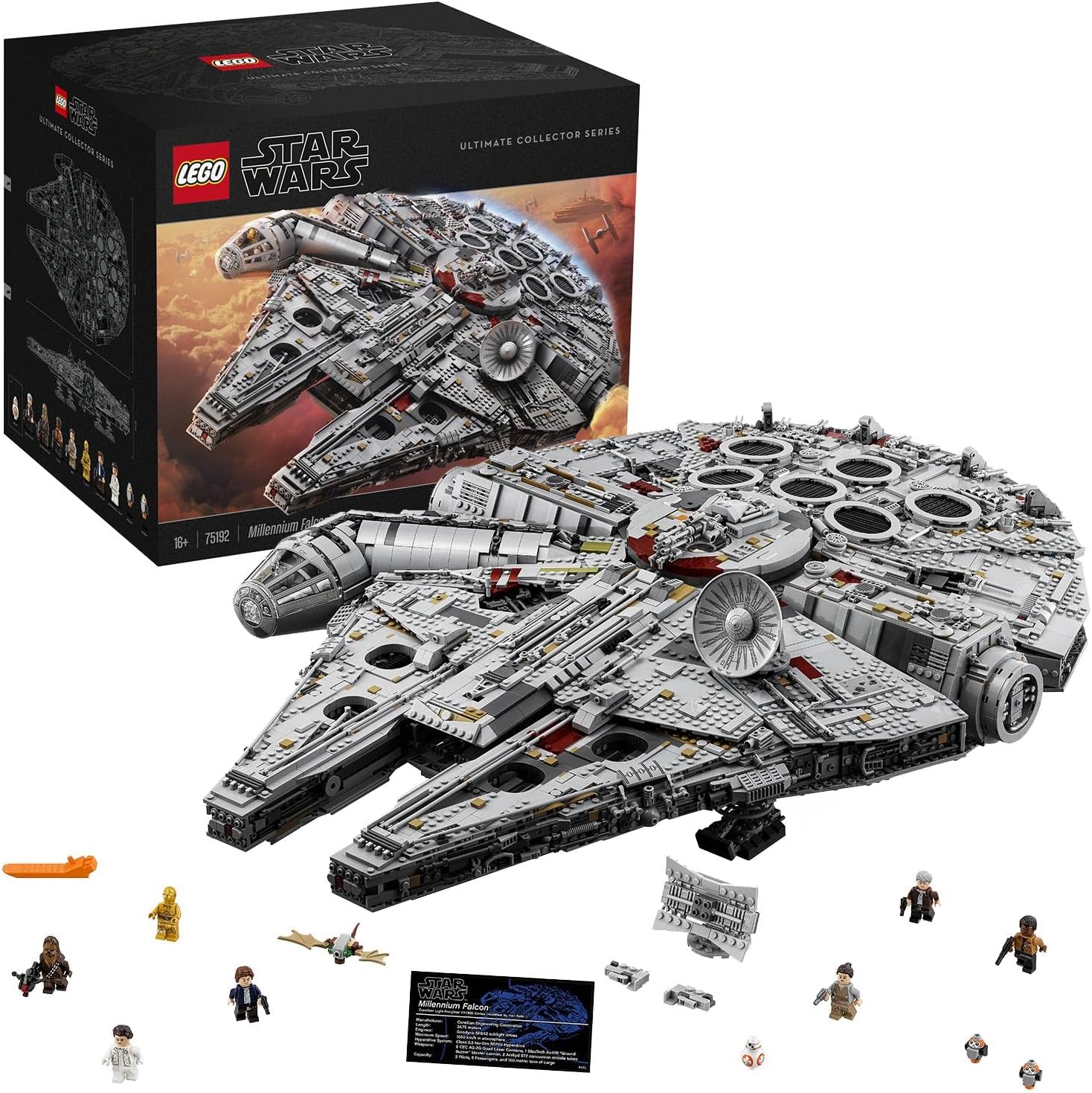 Star Wars Millennium Falcon, Maqueta de Construcción para Adultos de la Nave Estelar de Han Solo con Mini Figuras Chewbacca, Leia y C-3PO, Regalo Coleccionable para Hombres, Mujeres y Fans 75192