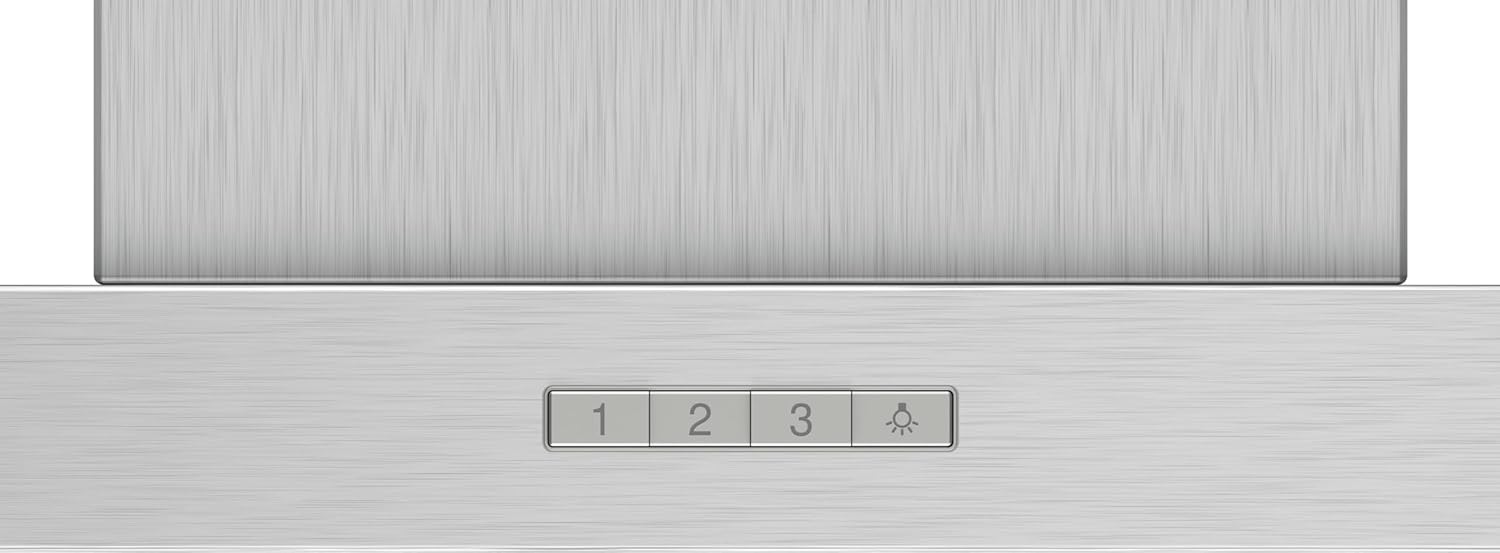 Bosch - Campana Extractora Decorativa de Pared, 90 cm, Serie 2, Control Mecánico, Iluminación LED, Acero Inoxidable, DWB96BC50