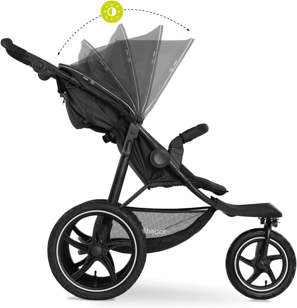 hauck Runner 2 Silla de Paseo Ligera hasta 22 Kilos - Carrito Bebé Reclinable desde el Nacimiento - Carro de 3 Ruedas Neumáticas Grandes - UV 50+ - Negro