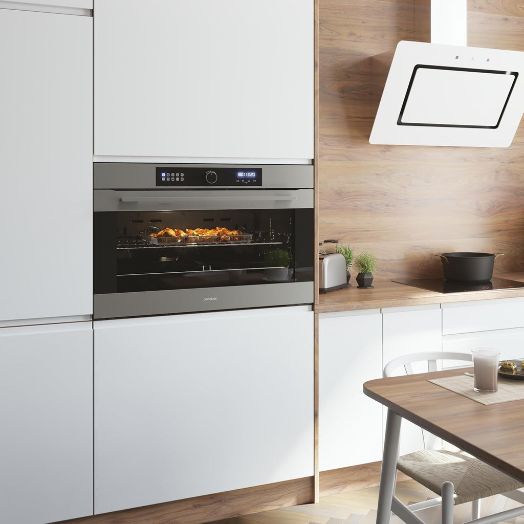Cecotec Horno Integrable Multifunción Bolero Hexa AF319000 Inox A 3800W, 133L de Capacidad, 11 Funciones con Airfryer Master, Pizza Master, Steam Asisst, Steam EasyClean, 3D Cooking, Defrost