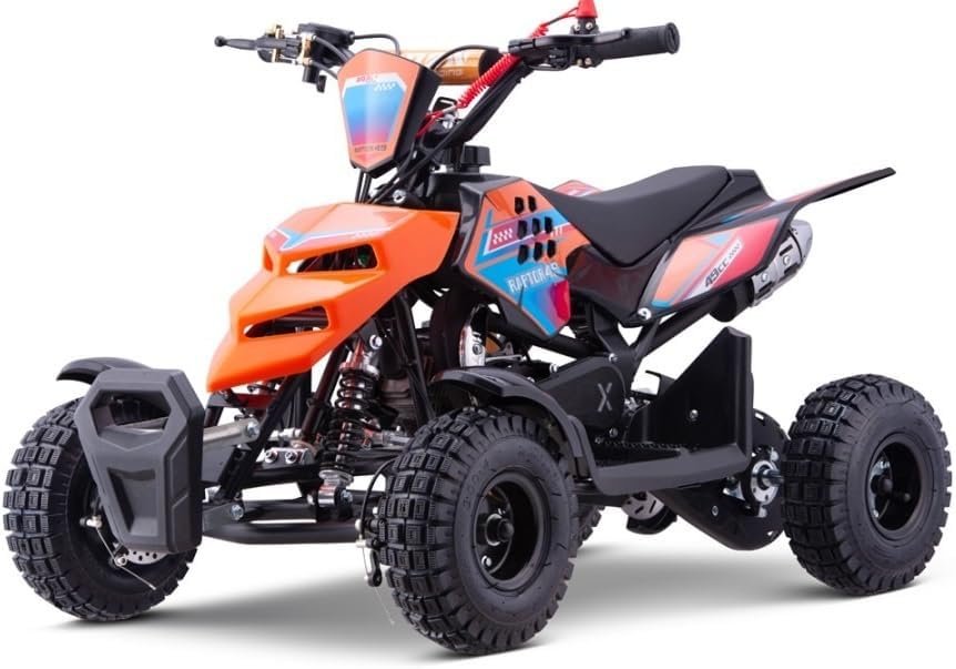 Miniquad Infantil Gasolina Raptor-R4 49cc (Gasolina Mezcla), Naranja, niños de 4 a 10 años