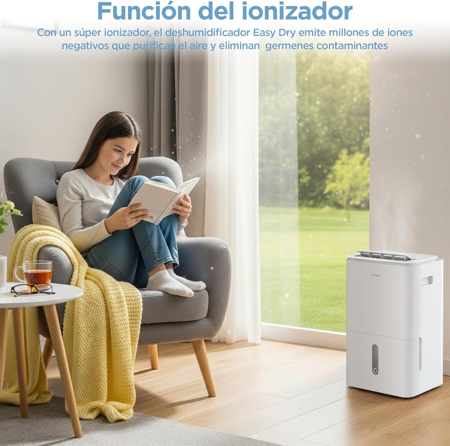 COMFEE' Deshumidificador de Humedad 16L Silencioso | WiFi/App, Modo Secado de Ropa y Auto Antihumedad, Purificador Eléctrico Antibacterias, moho y Condensación | Ideal en habitaciones hasta 45m2/120m3